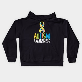 Cute Autism Awareness Ribbon Autistic Supporter Kids Hoodie